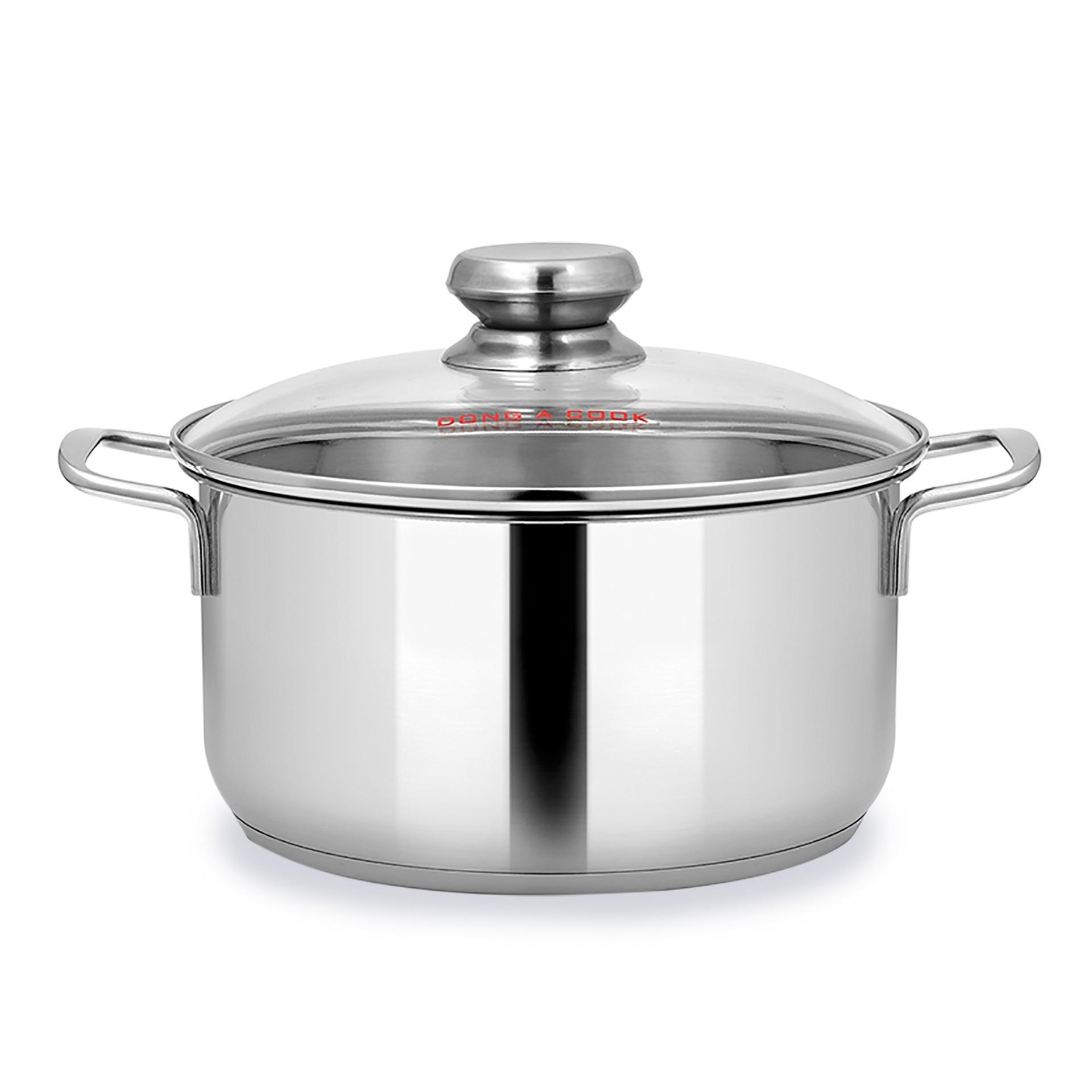 Bộ 4 nồi inox 3 đáy nắp kính Dong A Cook