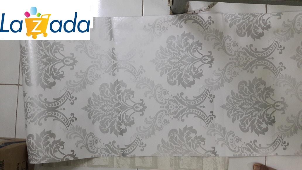 [HCM]5m Giấy dán tường hoa văn châu Âu nền bạc