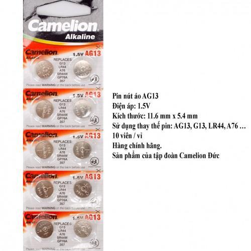 Vỉ 10 viên Pin LR44 dùng cho máy trợ thính Camelion (AG13)