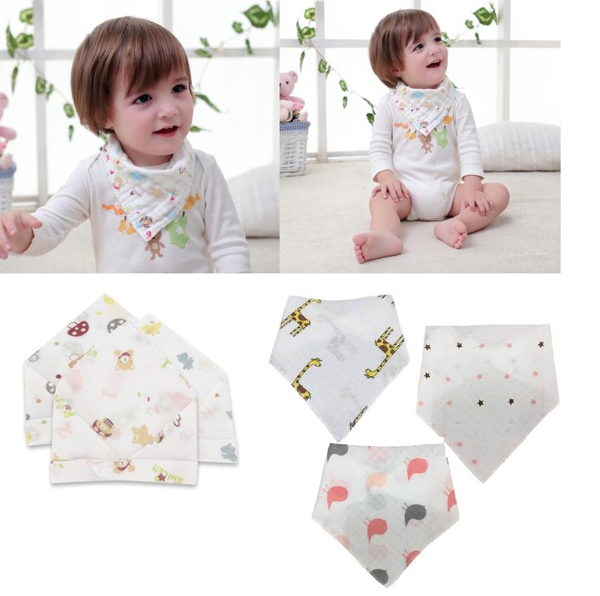 [HCM]Bộ 5 yếm ăn dặm vải xô xuất Nhật (cúc bấm)