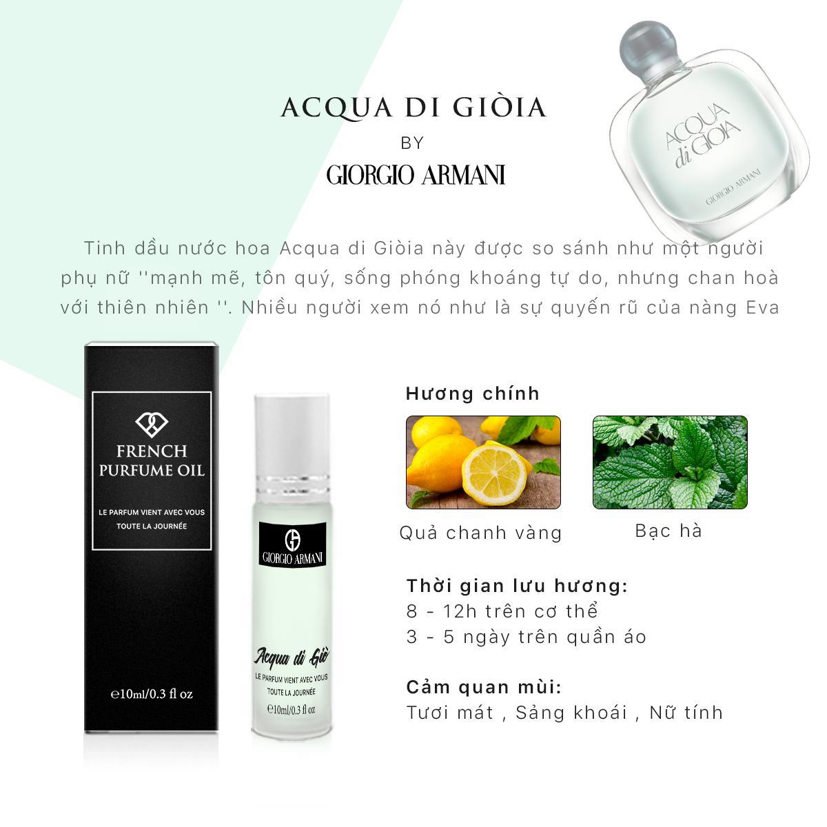 [NHẬP MÃ PINGLEHE2018 GIẢM THÊM] - Tinh dầu nước hoa Acqua di Gioia