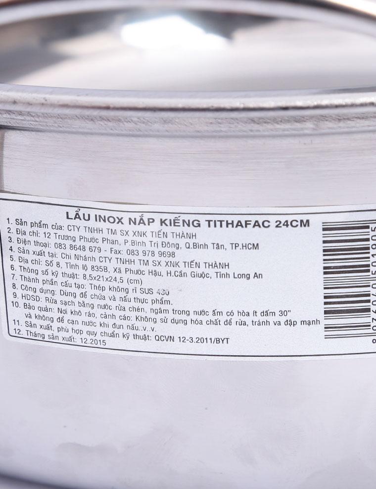 Nồi Lẩu Inox Kiếng Tithafac 24 CM
