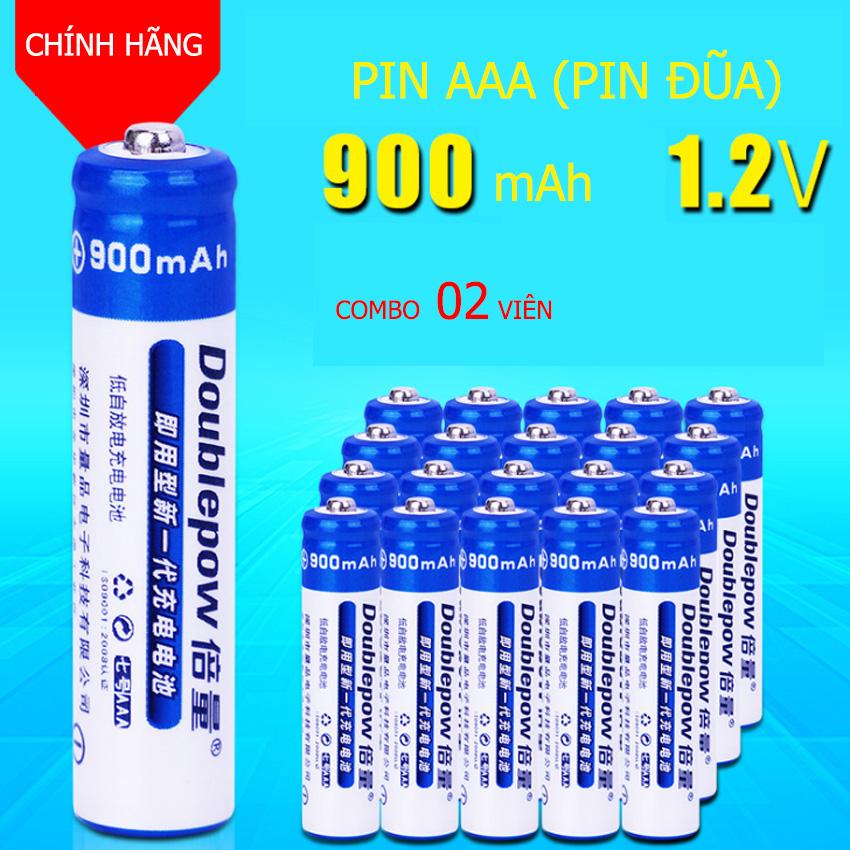 Combo 02 viên pin đũa sạc AAA 900mAh Doublepow - dung lượng thật