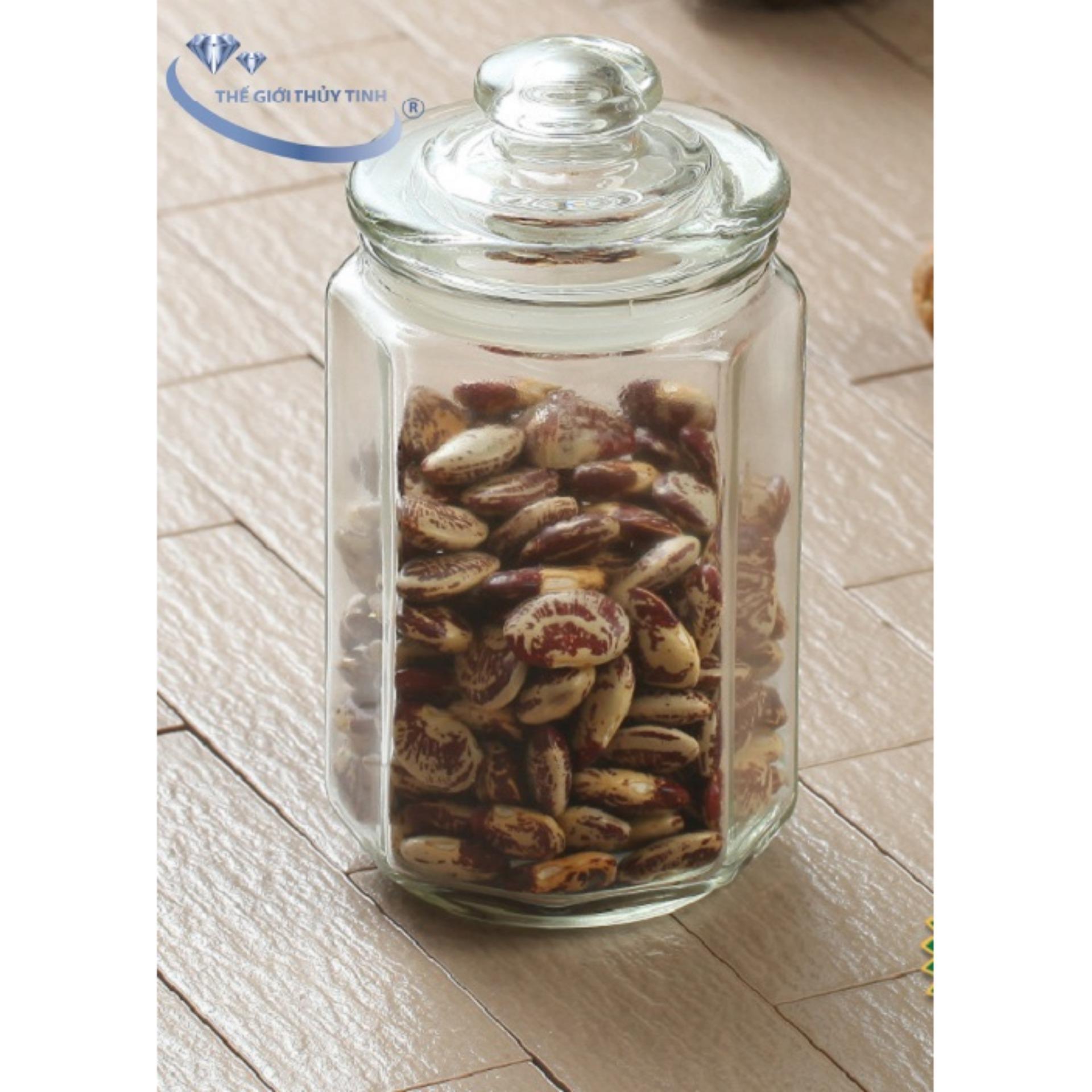 Hũ Thủy Tinh Đựng Gia Vị Lục Giác 2000ML