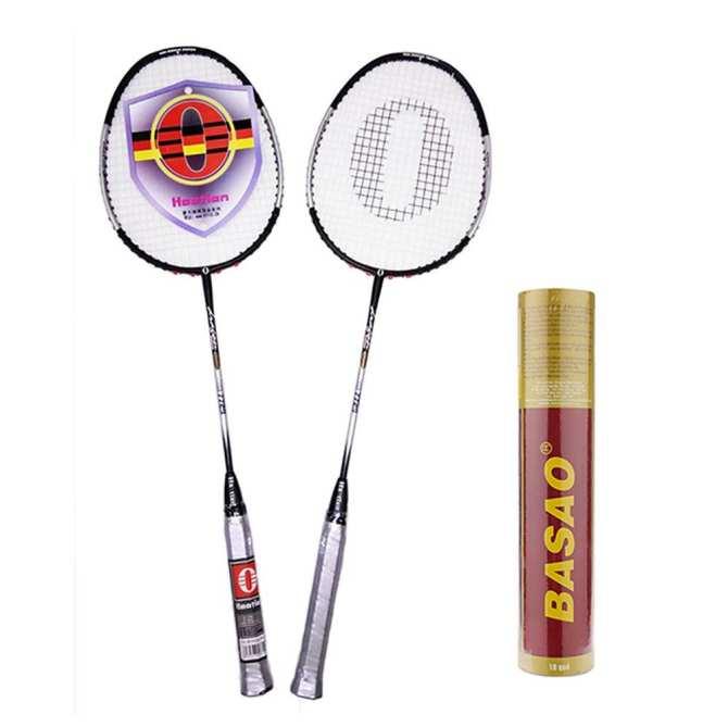 Bộ vợt cầu lông Haotian 7725 + Hộp cầu 3 sao (Tập Luyện)