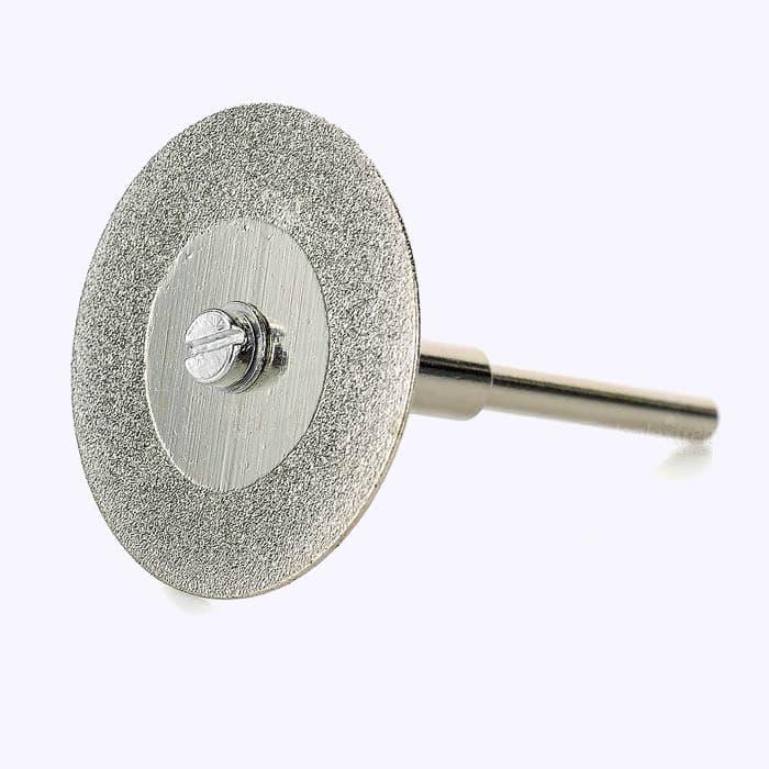 Bộ 10 dĩa cắt (lưỡi cắt) bằng hợp kim phủ kim cương 30mm kèm trục lắp 3mm cho khoan cầm tay đa năng mini (như Dremel, ACZ, ...)