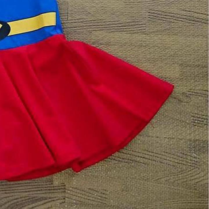 [HCM]Đầm bé gái in hình siêu nhân Super -man xanh
