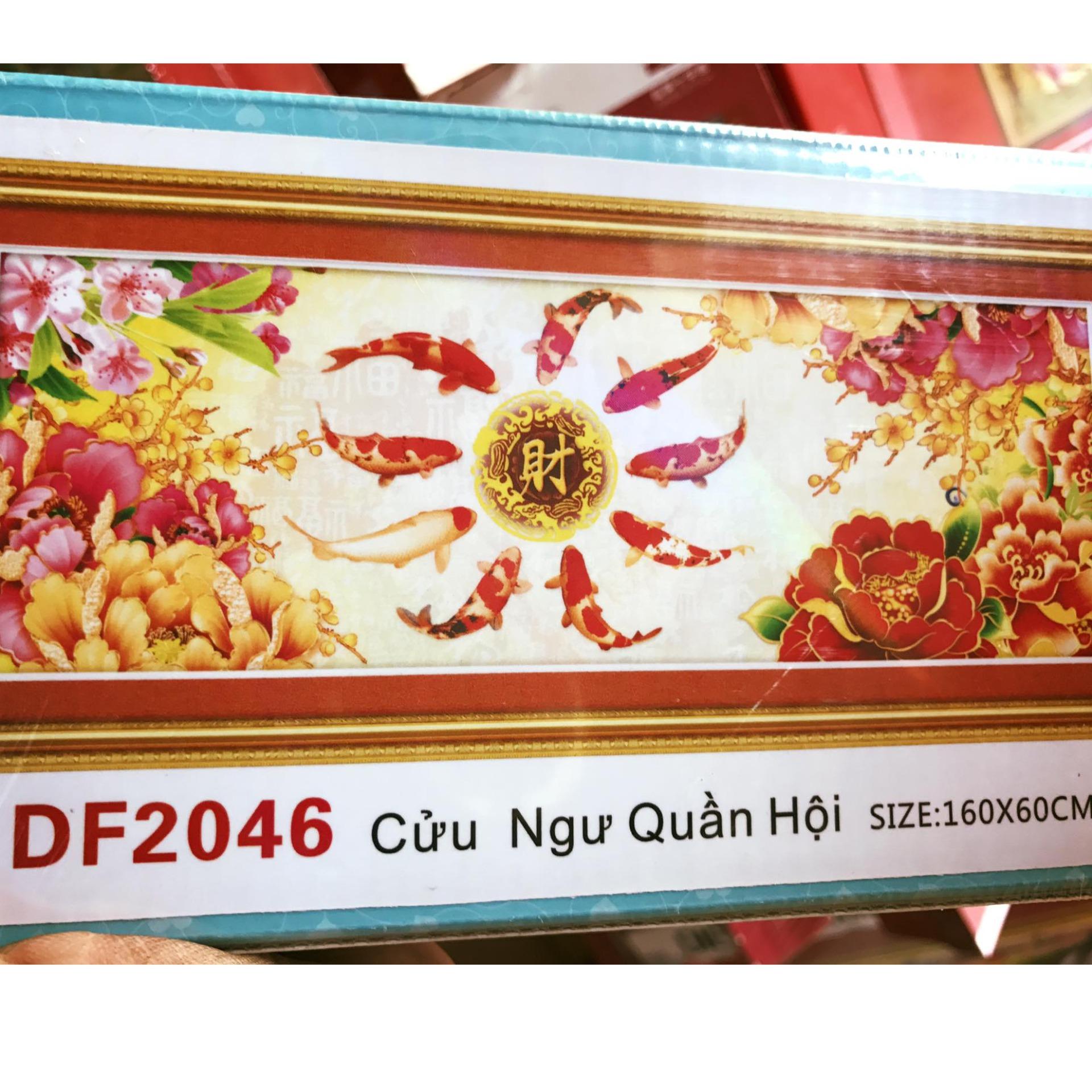 Tranh đính đá cao cấp cửu ngư quần hội DF2046-Ngọc Thịnh