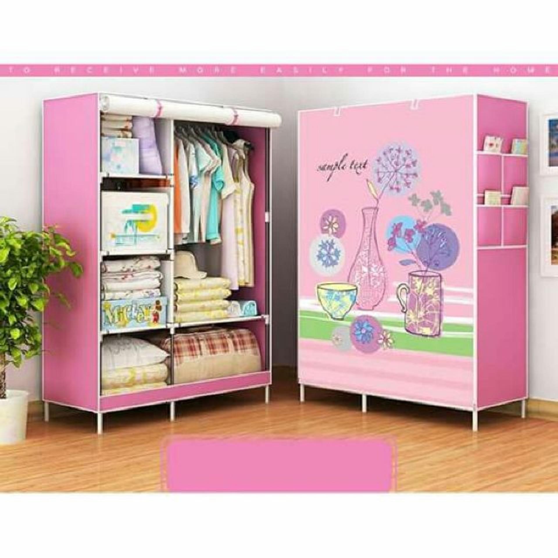 Tủ vải 3D 2 buồng 6 ngăn cao cấp (họa tiết giao ngẫu nhiên)