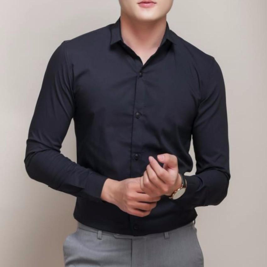 Áo sơ mi nam chất liệu siêu mát, chất lụa Thái loại đẹp (Màu Đen)