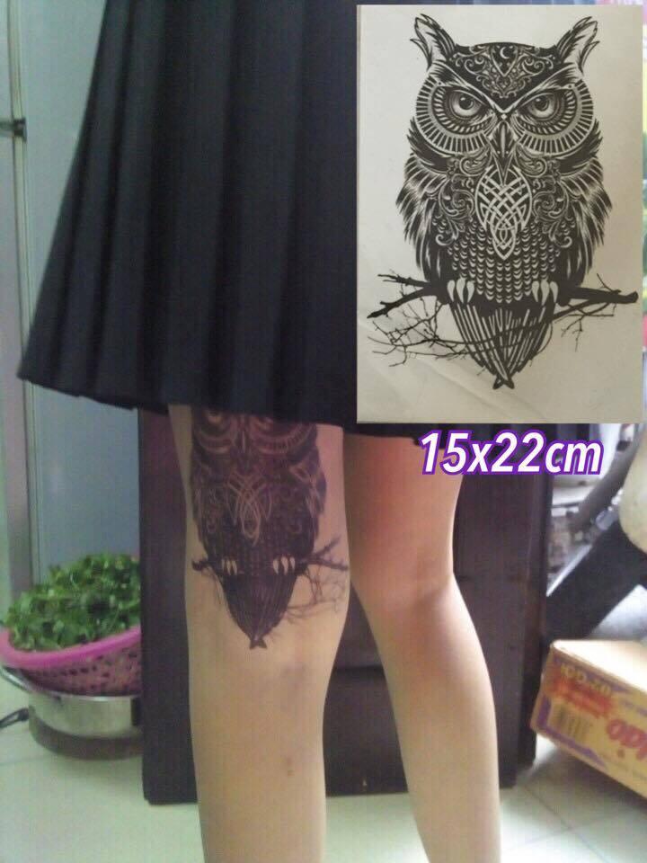 [HCM]Hình xăm dán tattoo chim cú mèo HB-301 15x21cm (Tặng ngay 1 tấm size 10x6cm. Tặng 1 tấm cùng size khi mua 2 sản phẩm)