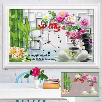 Tranh đính đá đồng hồ vợ chồng y8066 75x50cm