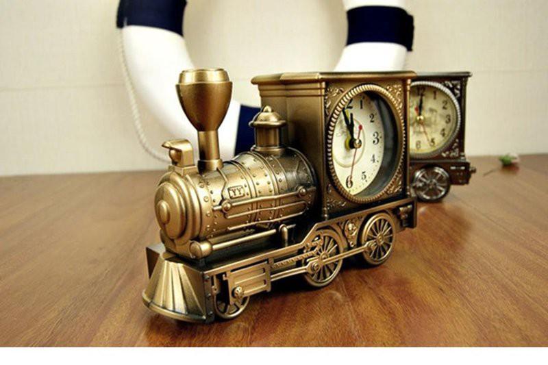 Đồng hồ để bàn, báo thức hình xe Lửa - Tàu hỏa (Màu vàng đồng)