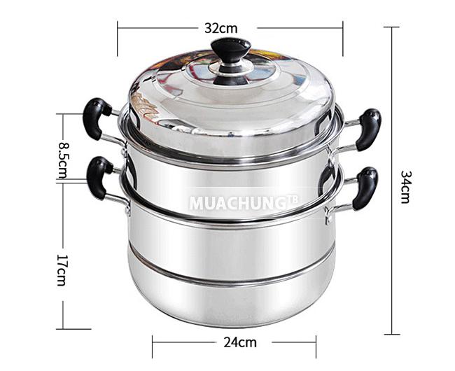 Nồi hấp inox đa năng 2 tầng 3 đáy cao cấp