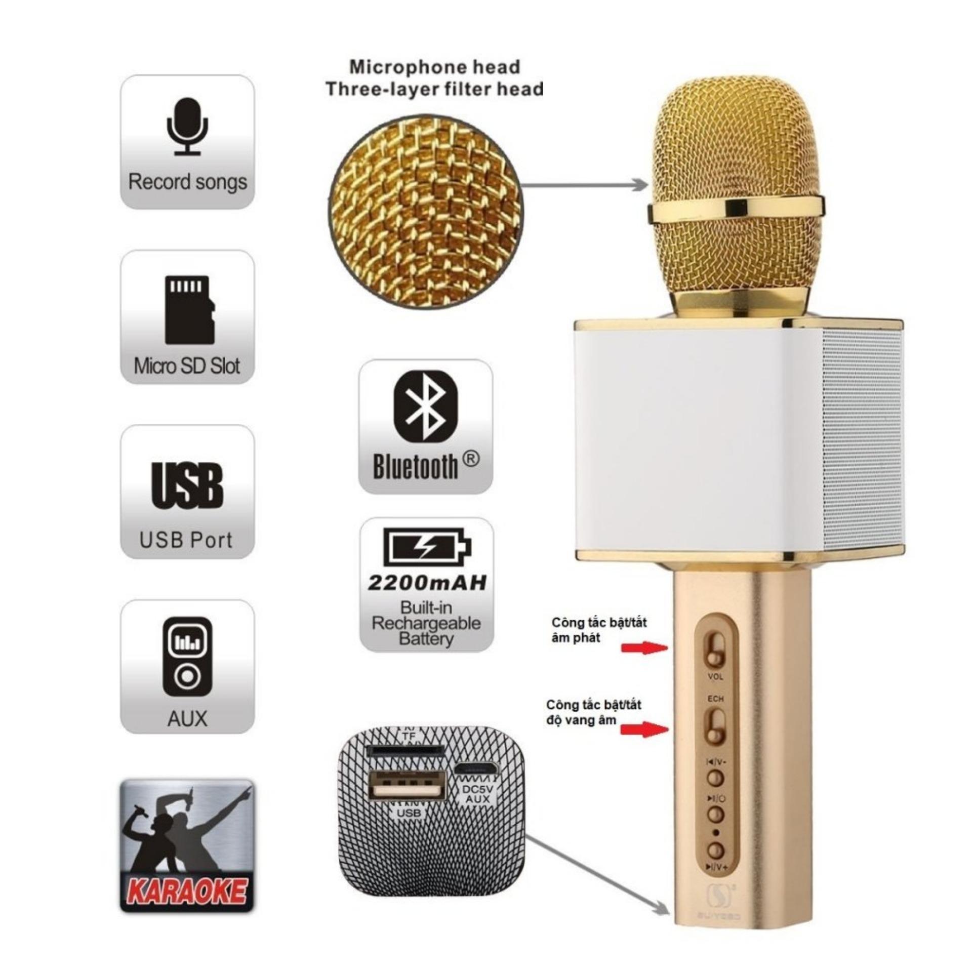 Mic hát karaoke SD-08 kèm loa Bluetooth (âm thanh cực to)