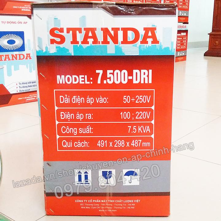 Ổn Áp Standa 7,5KVA DR-I dải 50-250V, bảo hành 4 năm, 100% dây đồng ( Logo Quả Xoài )