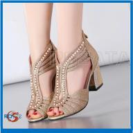 Giày sandal nữ đẹp cao gót hàng hiệu Rosata-vàng kim tuyến ai cập RO172 thumbnail