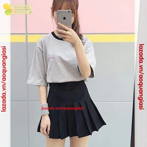 [HCM]Chân váy Tennis xếp li đen thời trang