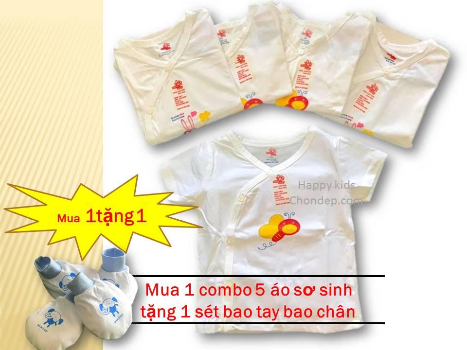 Combo 5 áo sơ sinh ngắn tay nút cài