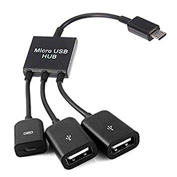 BolehDeals 3in1 Micro USB OTG Hub Host Extension Adapter Cable For Android Phone Tablet - intl