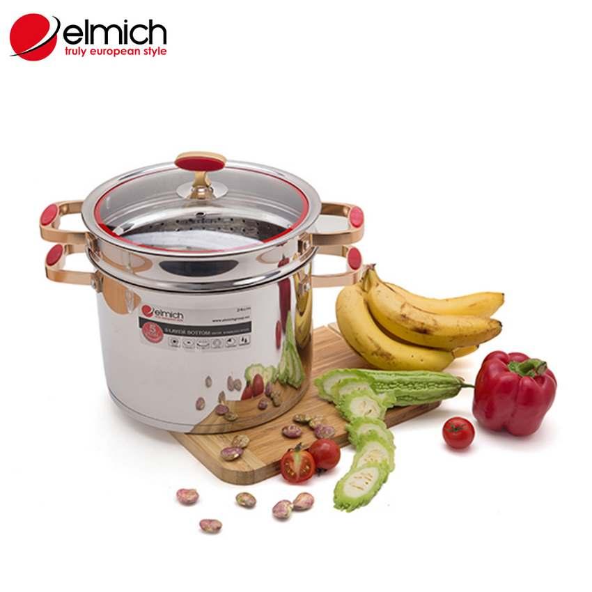 Nồi hấp inox 304 chống dính cao cấp, đáy từ Elmich Red Velvet-2350979 28cm (Xám)