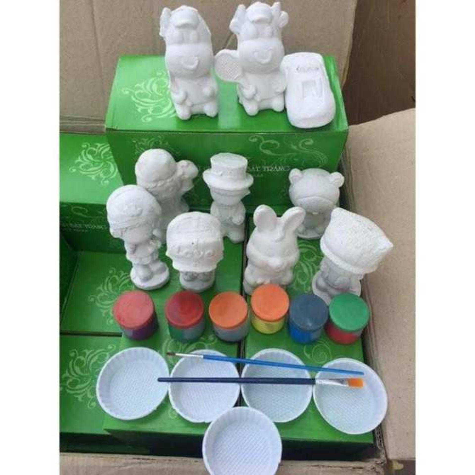 Bộ đồ chơi tô tượng cho bé (06 tượng tặng kèm hộp màu, bút lông)