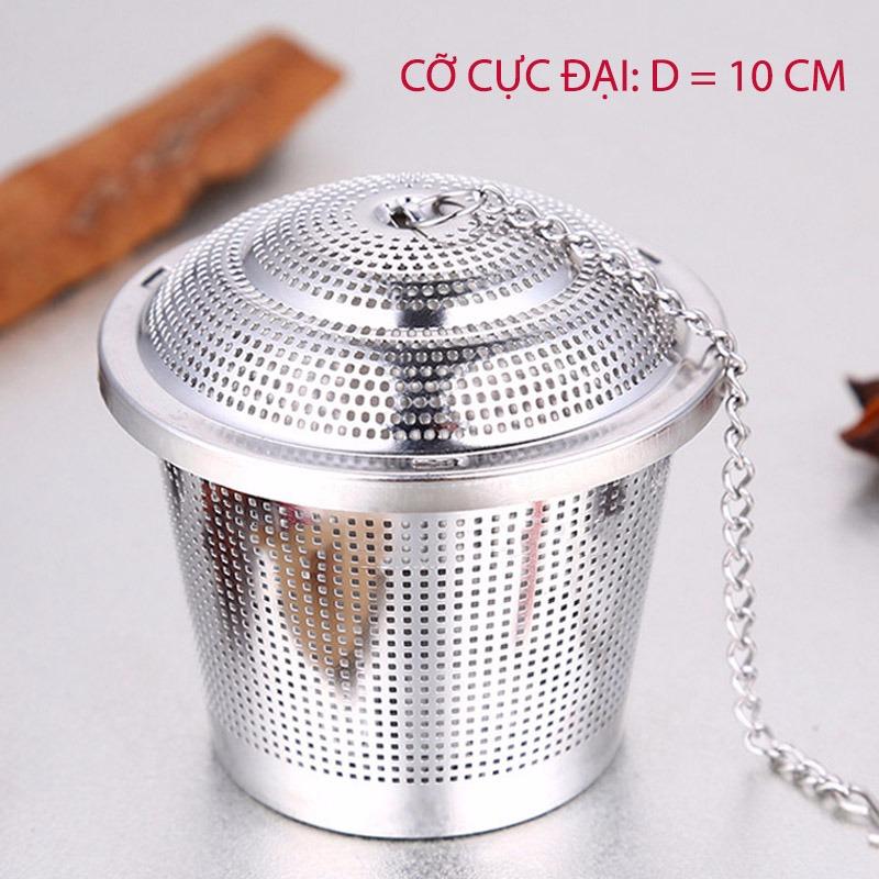 Bộ lọc pha trà hình trụ tròn loại cực đại 10x9.5cm - làm bằng Inox SUS 304 an toàn tuyệt đối