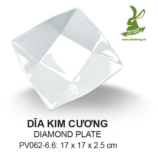 Bộ 2 Dĩa vuông trắng kim cương nhựa melamine cao cấp 17cm SRITHAI SUPERWARE PV062-6.6 W