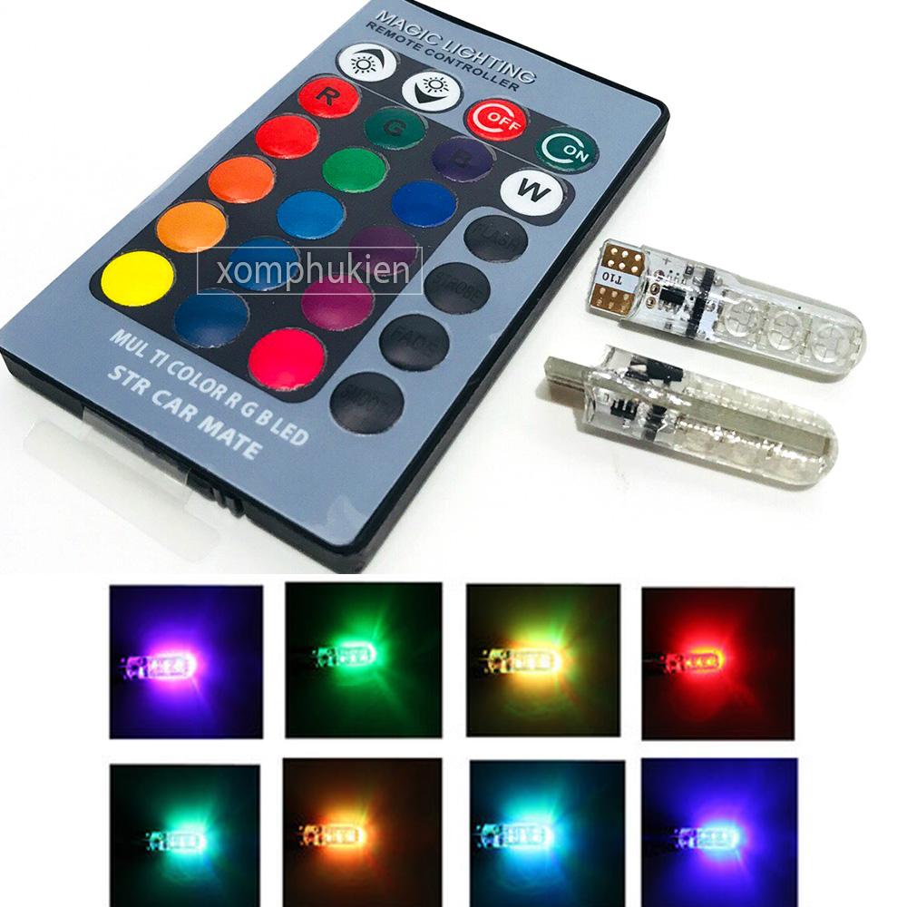 Bộ 2 đèn led demi t10 có remote điều khiển màu sắc