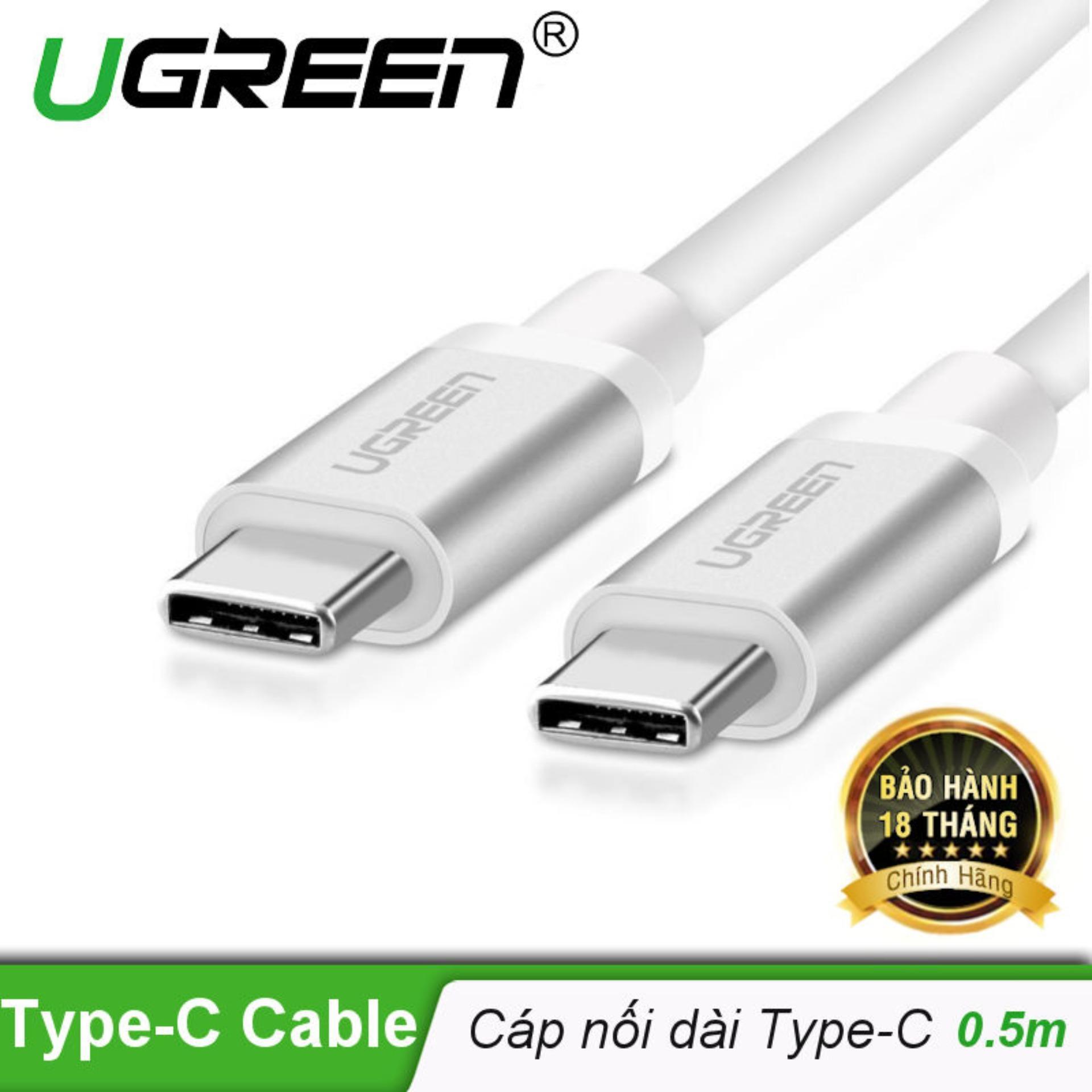 Cáp chuyển USB Type C sang USB Type C 0.5M Ugreen 10680 (Trắng)