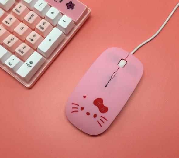 Bộ chuột có dây và miếng lót kitty, mẫu trái tim