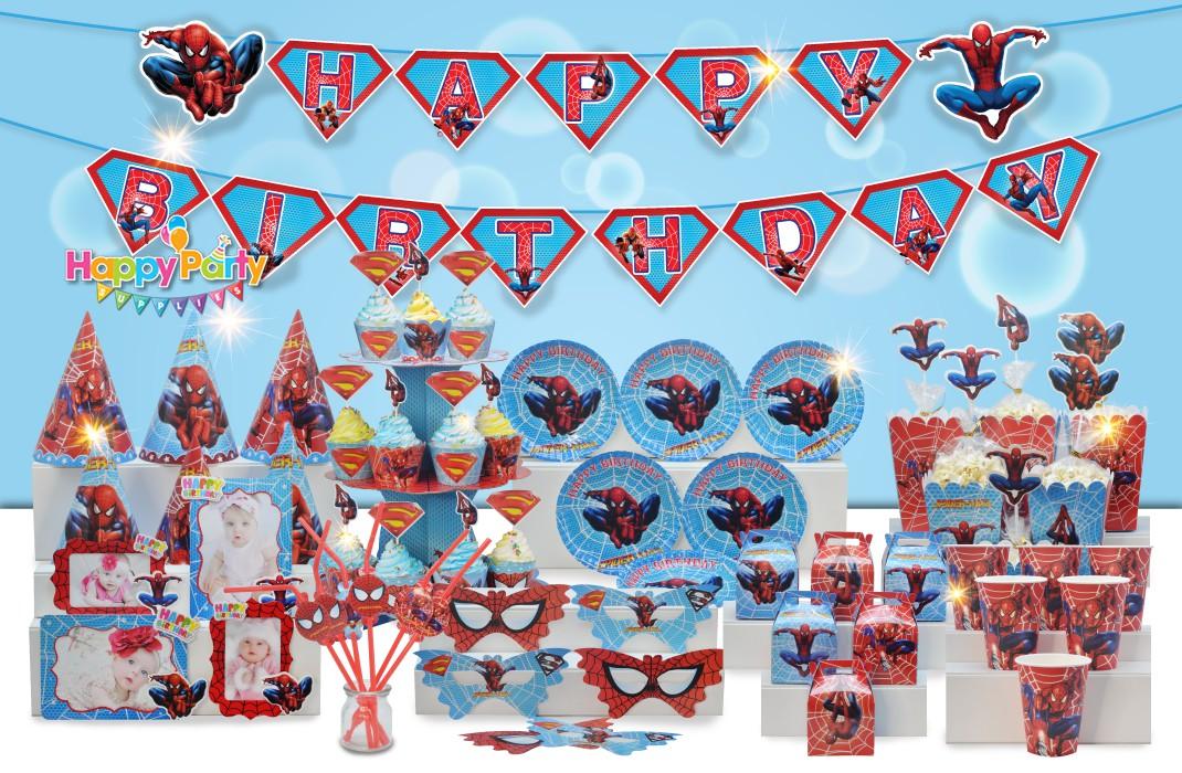 Bộ phụ kiện trang trí sinh nhật chủ đề người nhện Spider man