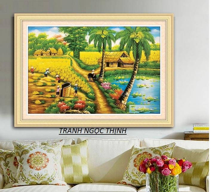 Tranh thêu chữ thập đồng quê phong cảnh 3D Ailuo AL53470 [chưa thêu]