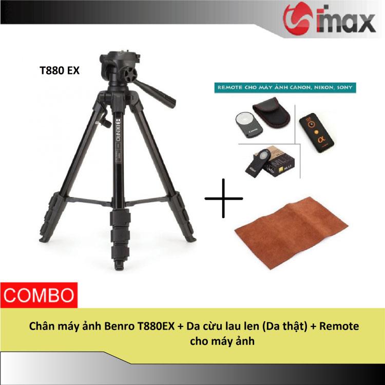 Chân máy ảnh Benro T880EX + Da cừu lau len Da thật + Remote cho máy ảnh