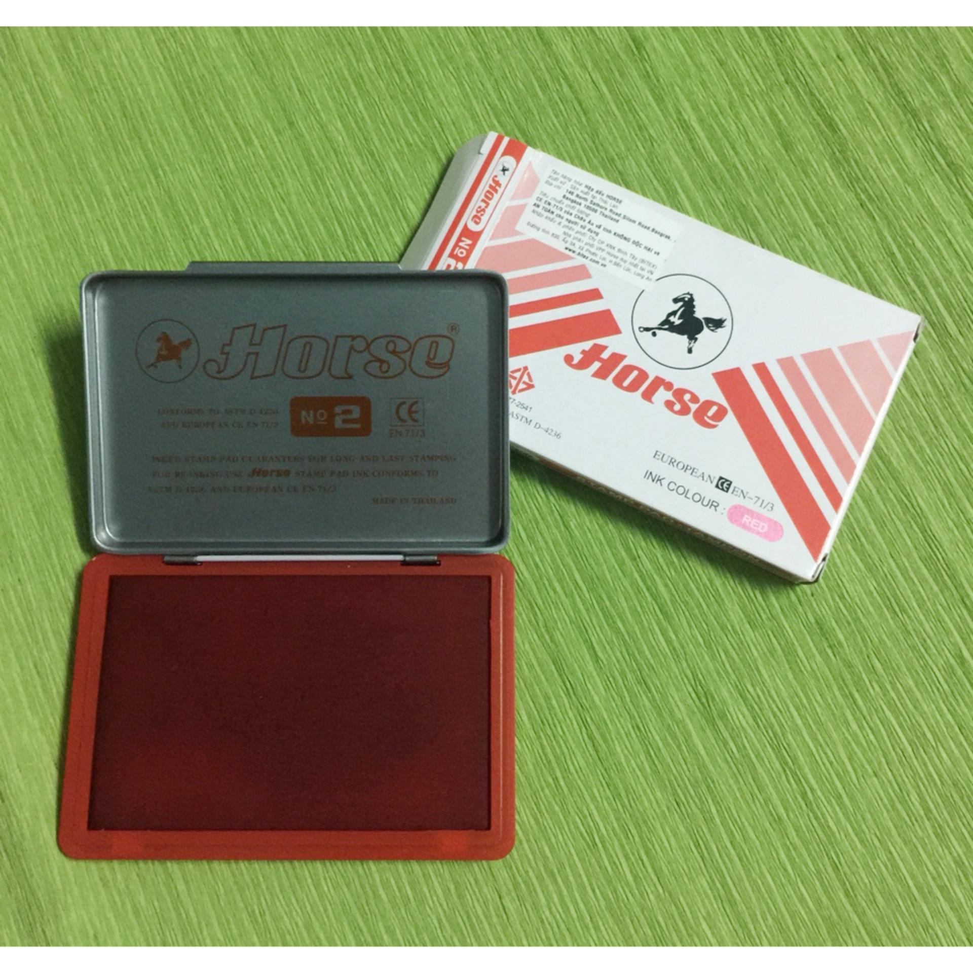 Combo 2 Hộp dấu kim loại Horse số 2- đóng dấu - lăn tay (màu đỏ)