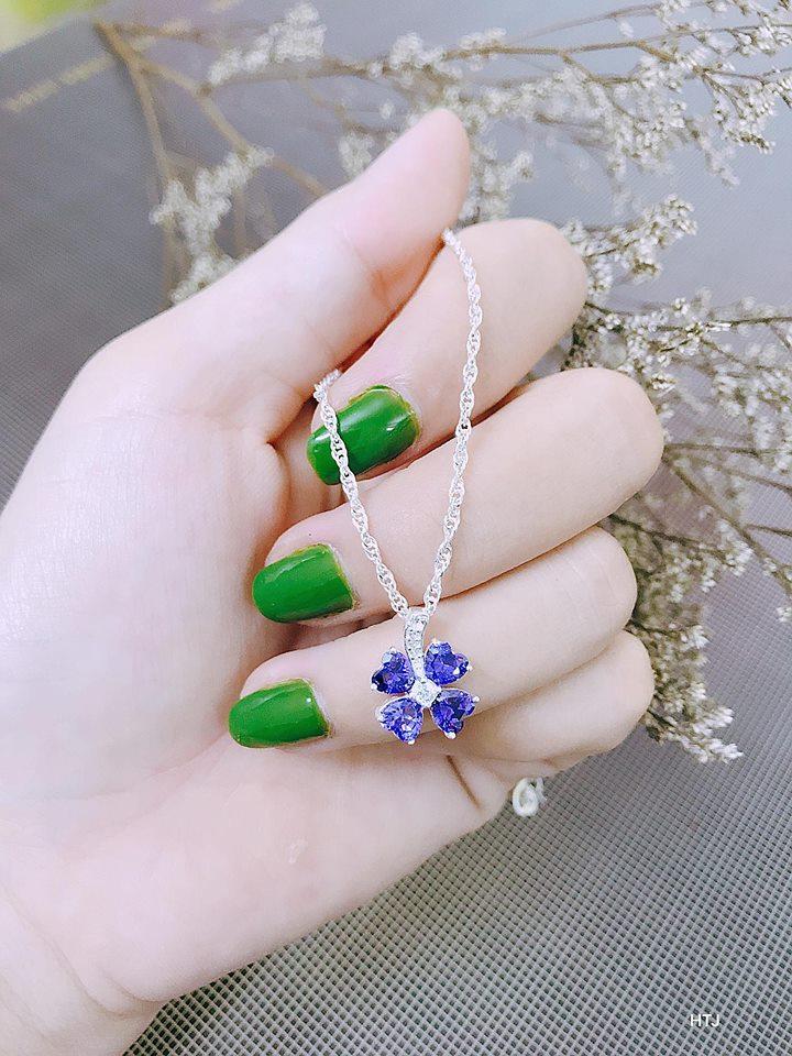 Bộ Dây chuyền bạc mặt cỏ 4 lá