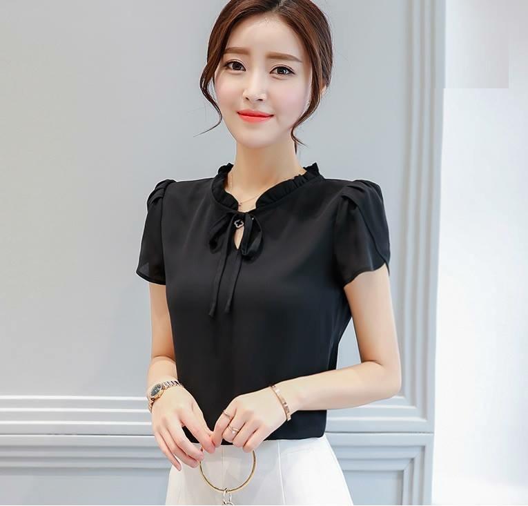 áo công sở tay búp sen cổ nhún