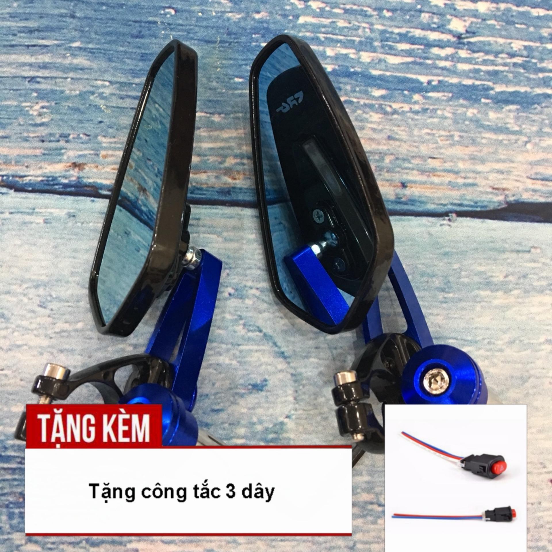 TẶNG NGAY CÔNG TẮC 3 DÂY - Gương gù cán xoay ( đủ 2 chiếc) cho xe máy - kính chiếu hậu đẳng cấp cho dân chơi A98-màu xanh-30