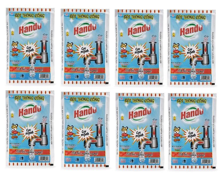 Bộ 8 gói bột thông tắc cống, ống nước cực mạnh nội địa Hando 100g BH59