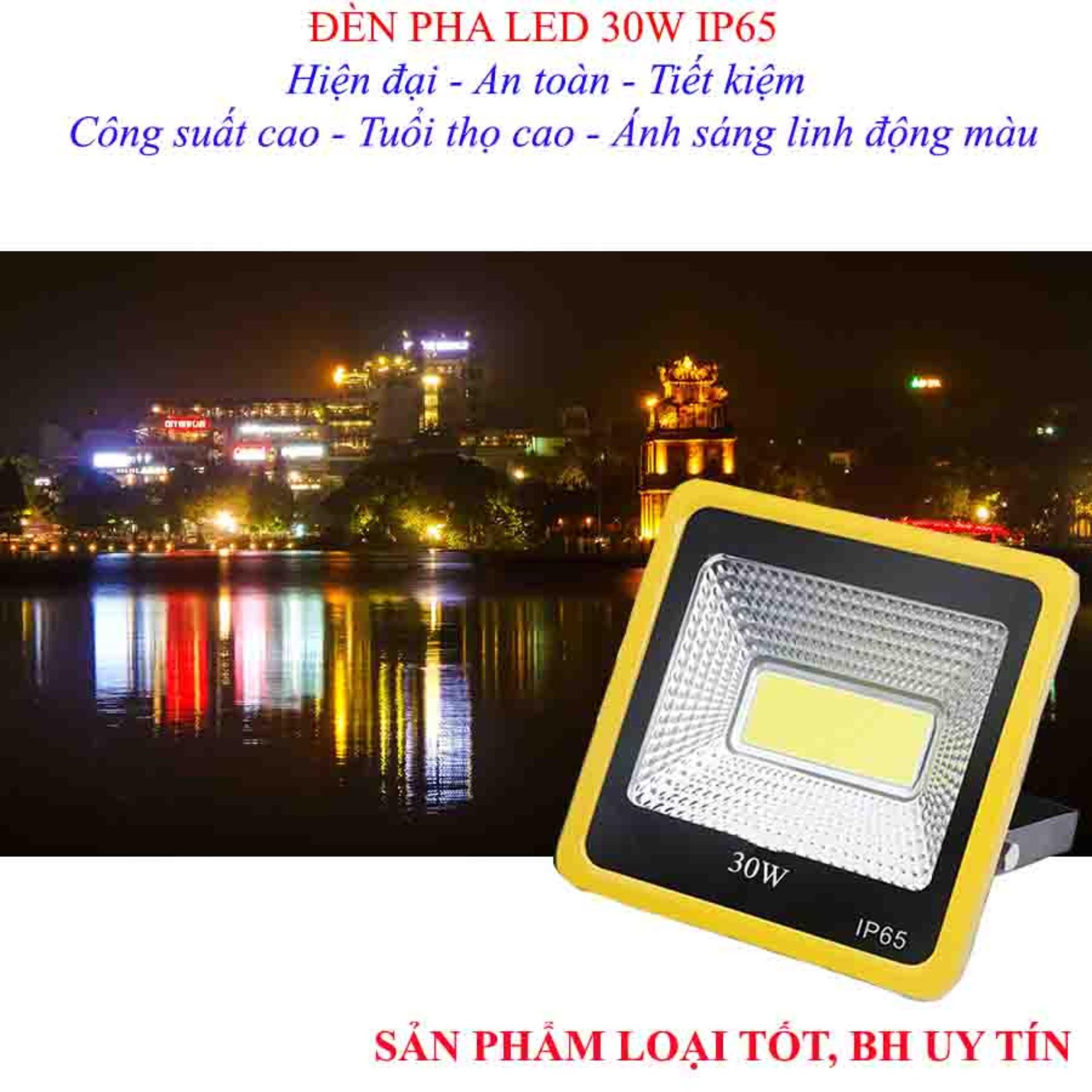 Den led dep , Đèn led đẹpĐèn led chiếu sáng, Đèn pha led 30W IP65 ánh sáng vàng - BH Uy Tín 1 đổi 1