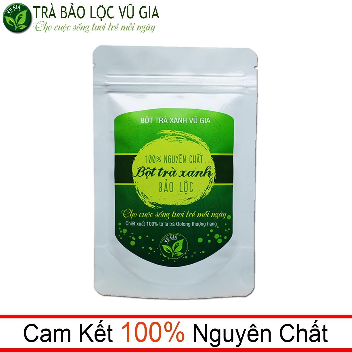 Bột Trà Xanh Bảo Lộc Nguyên Chất Vũ Gia (100g/túi) - Đắp mặt nạ dưỡng da, xóa mờ thâm nám tàn nhang, tắm trắng căng mịn da - Đã được kiểm nghiệm y tế