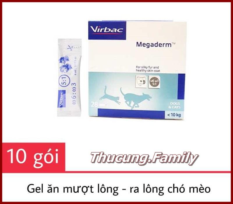 10 gói gel dinh dưỡng mượt lông- dưỡng lông cho CHÓ- MÈO Virbac Megaderm.
