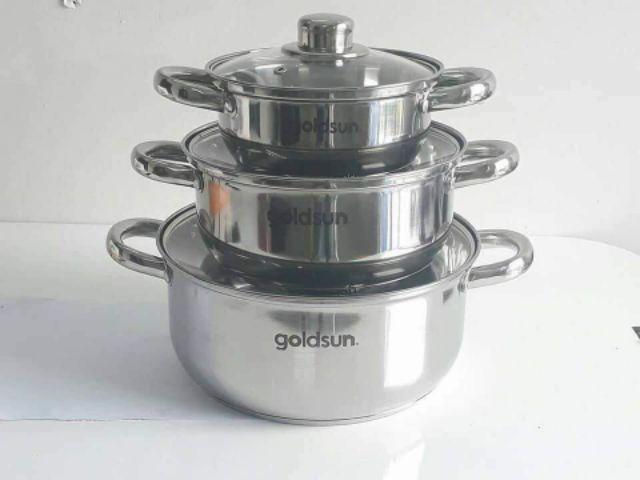 Bộ 3 nồi ba đáy Goldsun cao cấp