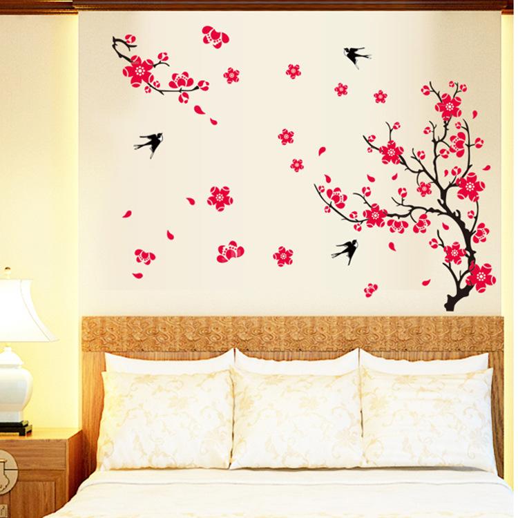 Decal dán tường cành đào và chim én AY818 flowerdecal