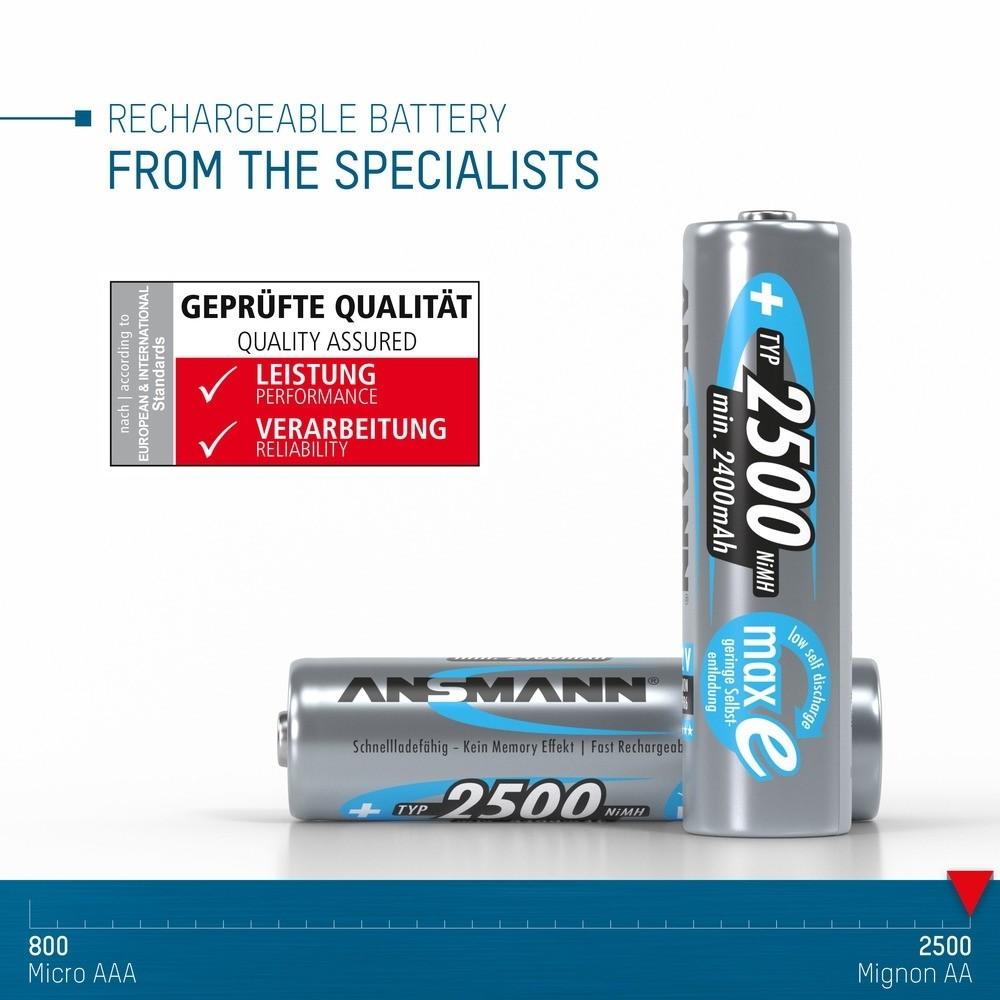Bộ 02 Pin Sạc Ansmann AA 2500mAh maxE