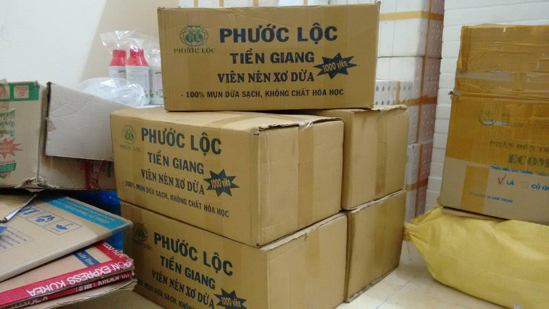 Thùng 1000 viên nén xơ dừa ươm hạt Phước Lộc - Tiền Giang