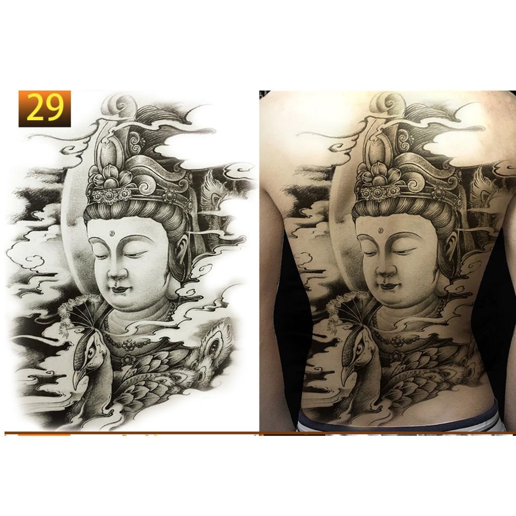 HCM]Hình xăm dán tattoo kín lưng 34x48cm Phật Bà (Mua 1 tặng 1 ...