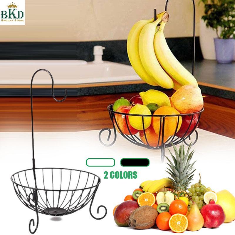 Metal Fruit Basket With Hanger Storage Basket White Household Tableware Decor