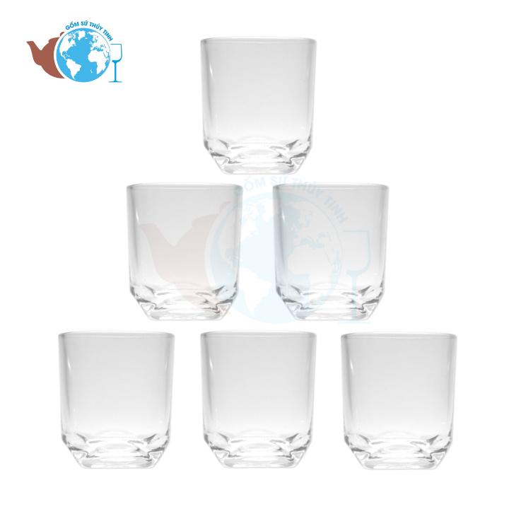 [HCM]Bộ 6 Ly Thủy Tinh Uống Trà Bầu Lùn Góc 225ml