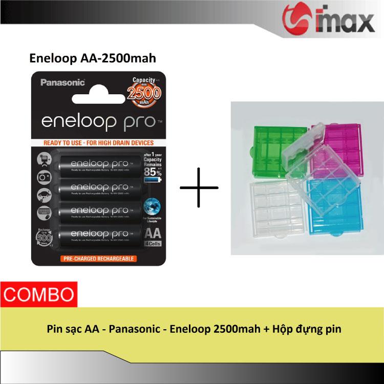 Pin sạc AA - Panasonic - Eneloop Pro 2500mah + Hộp đựng pin